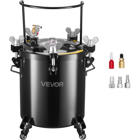 VEVOR Tanque de Presión para Pintura en Aerosol, 40 L, con 3 Conectores Rápidos UE/AU/EE. UU. para Aficionados al Bricolaje o Artistas de Estudio, 4 Ruedas, hasta 0,55 MPa, 450 x 450 x 740 mm