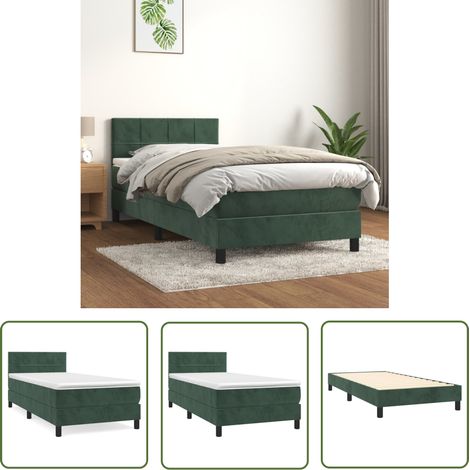 The Living Store Boxspringbett mit Matratze Dunkelgrün 80x200 cm Samt - Samtbett - Boxspringbett - Doppelbett - Bettenrahmen - Luxusbett (1/5)