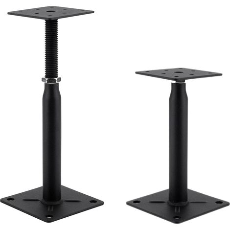 Lot de 2 supports de poteau réglables en hauteur - Plage réglable de 17 à 25 cm - En acier galvanisé - Support de poteau réglable pour clôtures, abris, pergolas, travaux de construction (1/5)