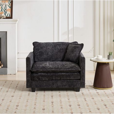 Sessel Sitzmöbel modular verstellbar Chenille Schwarz OKMYHOME (1/5)