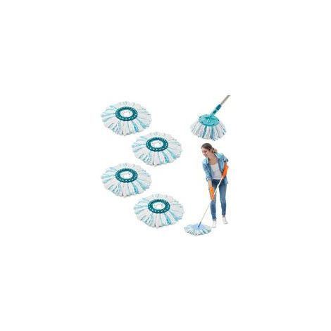4 Pièces pour Leifheit Têtes de Rechange Clean Twist Disc Mop Micro Kit, Système à 2 Fibres Balai pour Leifheit Serpillière Franges de Remplacement, pour Tous Types de Sols, Les Particules de Saleté (1/5)