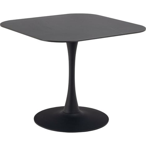 Mesa Norsica 690, Negro + Mármol negro, 75x90x90cm, Cerámica, Metal