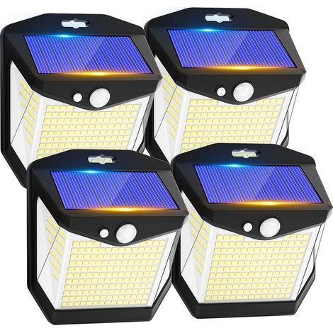 Lampe Solaire Exterieur Détecteur Mouvement - 248 LED Lumiere Solaire Exterieur IP65 Etanche éclairage 270° Sécurité sans Fil lampe Mural Applique Exterieur pour Jardin Lot de 4 (1/5)