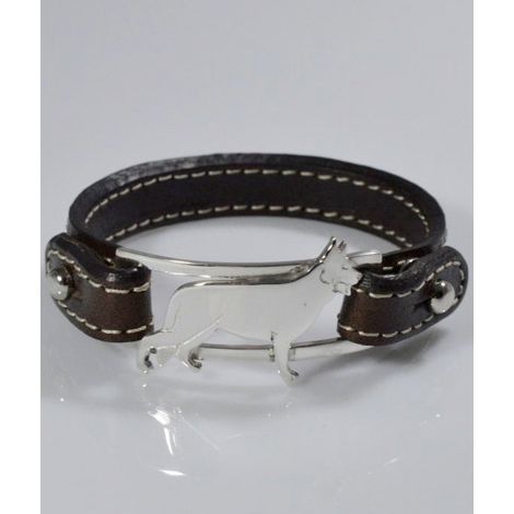 Schweizer Schäferhund 925 Silber Echtleder Armband
