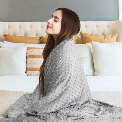 Costway – Couverture pondérée 1,7 kg – Tissu Minky ultradoux – Dimensions 152 x 203 cm – Réduit le stress et favorise le sommeil réparateur (1/5)