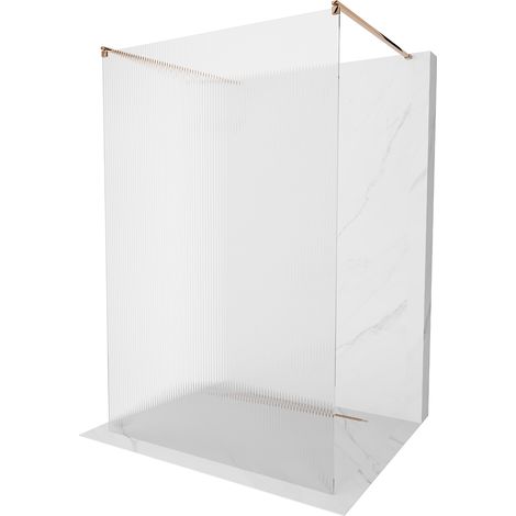 Mexen Kioto freistehende Duschwand 120 x 200 cm, gestreift 8 mm, Rosa Gold - 800-120-002-60-09