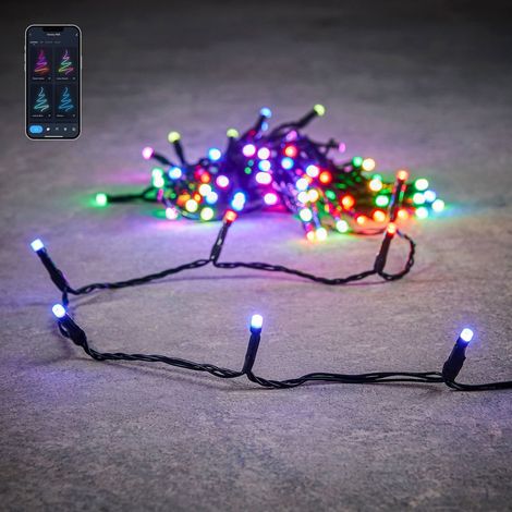 Guirlande Lumineuse Sapin de Noël Connectée RGB 100 LED Câble Marron Foncé 10m - PANGIVO (1/3)