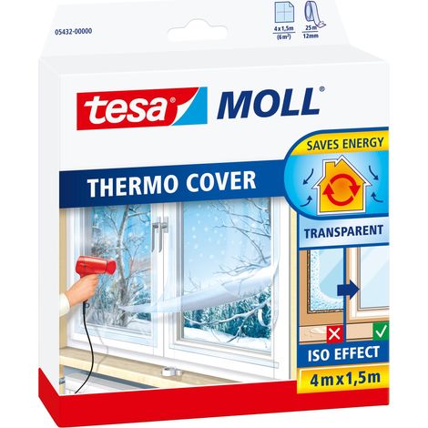 Tesa – Film de survitrage adhésif 4 x 1,50 m – Économie d'énergie jusqu'à 6% – Limite condensation et humidité – 54320000001