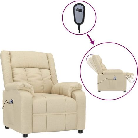 Fauteuil inclinable électrique en tissu beige (1/5)