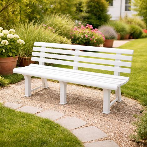 Gartenbank Artur, 3-Sitzer, 145x49x74h cm Weiß (1/4)