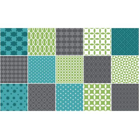 Stickers adhésifs carrelages scandinaves Sticker Autocollant Carreaux de Ciment Mosaïque carrelage Mural Salle de Bain et Cuisine 10x10cm 15 pièces (1/5)