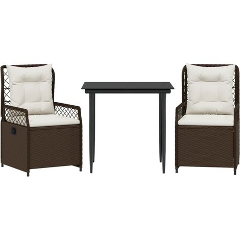 Maison Exclusive - 3-tlg. Garten-Essgruppe mit Kissen Braun Poly (1/5)