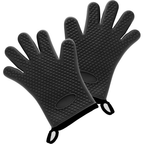 1 Paire Gants de Cuisine , Gants de Four Résistant à La Chaleur jusqu'à 240 °C, Gants de Cuisine Antidérapants pour Grillades, Cuisine, Four, Micro-Ondes, Noir (1/5)