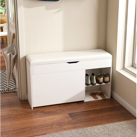 Scarpiera con panca contenitore MDF bianco OKMYHOME (1/5)