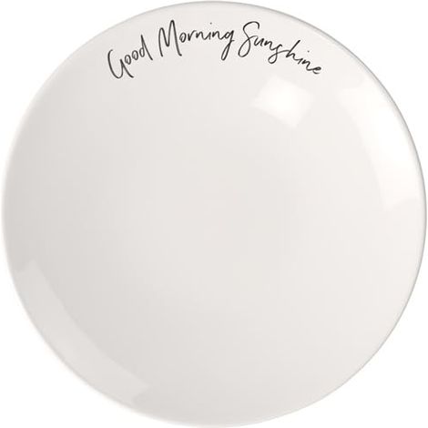 Assiette Pour Le Petit-Déjeuner Good Morning Sunshine 21 X 21 X 2,5 Cm, Assiette En Porcelaine Blanche (1/2)