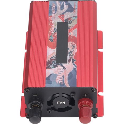 Onduleur Solaire 300W pour Voiture, Pur Sinus Modifié, Convertisseur DC 12V/24V vers AC 220V, Port USB 2.0A, Ventilateur de Refroidissement et Écran LCD (Motif Carpe Koi), Rouge 12V (1/5)