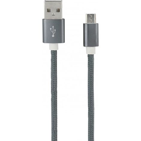 Câble micro USB /USB-A nylon 1 m - gris sidéral (1/2)