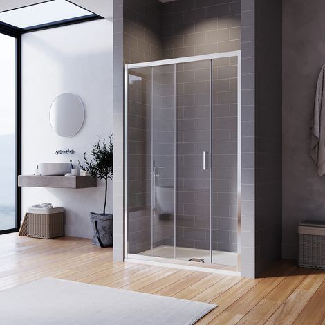 1200x800mm, 6mm Tempered Glass, Sliding Shower Door Modern Bathroom with SMC Tray + Waste Trap