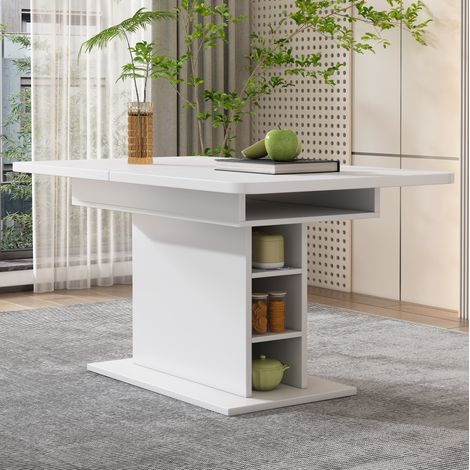 Conjunto de mesa y sillas extensible rectangular 130 x 70 x 75 cm blanco DESVIAE (1/5)