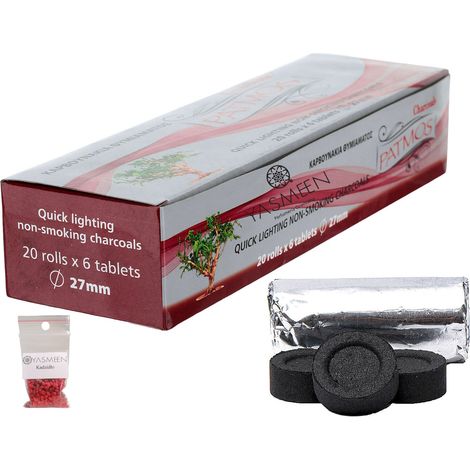 Carbone vegetale Yasmeen Bakhoor, 1 scatola da 120 pezzi - 27 mm (1/5)