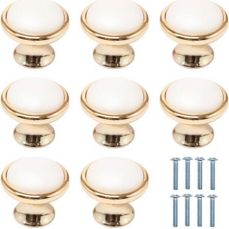 8Pcs Boutons Porte de Placard Ronds Poignée de Meubles En Boutons Tiroirs Commode Doré Ronde Boutons Armoire en Aluminium avec Vis (1/4)
