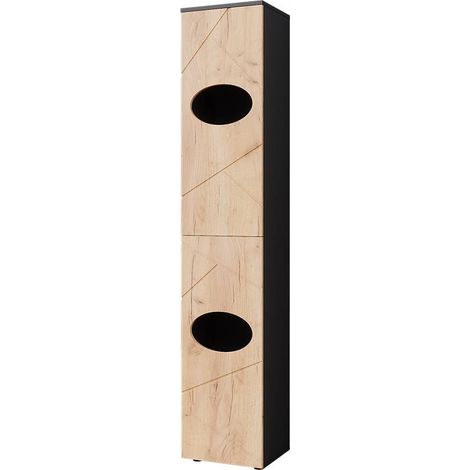 Armoire à linge Irma, Anthracite/Chêne de force doré, 37.2x192cm, Vicco