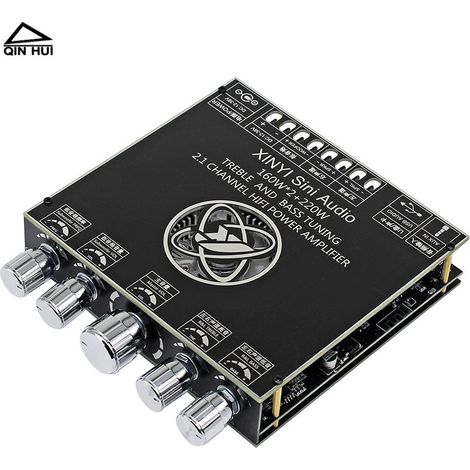Carte d'amplificateur numérique Bluetooth haute puissance 2 x 160 W + 220 W, module subwoofer 2.1 double canal pour voiture et maison