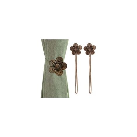 Sujetadores magnéticos vintage para cortinas, 1 par de sujetadores de resina con diseño floral, soportes decorativos para cortinas de ventana, para el hogar, cafetería, balcón - Cafe - Crezuo (1/4)