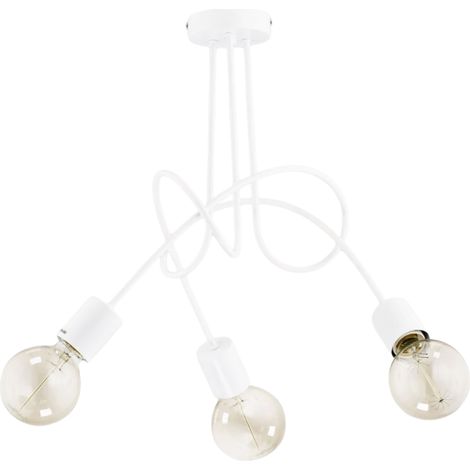 Alfa Tango White Modern 3-Light Chandelier Ceiling Pendant Lamp, White Metal, 3x E27 Bulbs Max 60W, Dimmable, IP20 Indoor, 48cm Wide x 41cm High, for Living Room (1/2)