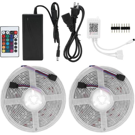 Bande lumineuse LED SMD5050 300LED 12V IP65 RGB multicolore avec télécommande 24 touches, éclairage décoratif, adaptateur US 100-240V