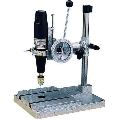 Pebaro 512 Supporto per trapano in metallo per tutti i piccoli trapani, supporto fisso, funzionamento preciso, guida leggera, regolabile in altezza e profondità di perforazione, aiuto per modellismo,