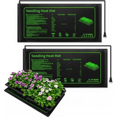 Tapis Chauffant Pour Semis - 25 X 52 Cm - Etanche Ip67 - Température 21 À 29 °C - Pour Germination Hydroponique Et En Intérieur - Lot De 2 (1/5)