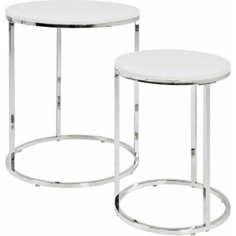 Lot de 2 Tables d'Appoint "Zélie" 40cm Blanc