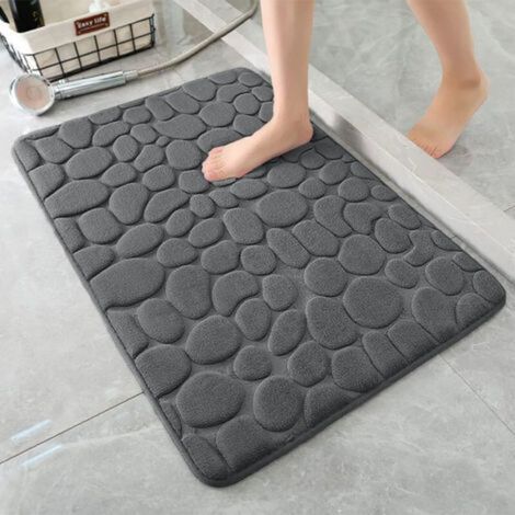 Badematte aus Memory-Schaum – Saugfähige Duschmatte – Badematte – Dekorativer Teppich – Rutschfest – für Bad und Wohnzimmer – 50 x 80 cm – Dunkelgrau, 18D-Schaum (1/3)