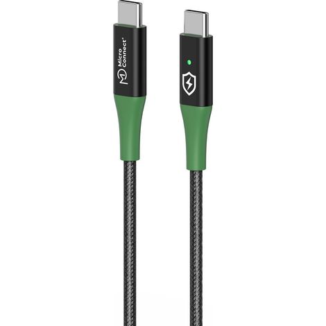 MicroConnect Smart Charge Kabel USB-C auf USB-C 2m Schwarz-Grün, MC-SMART USB-CC-02
