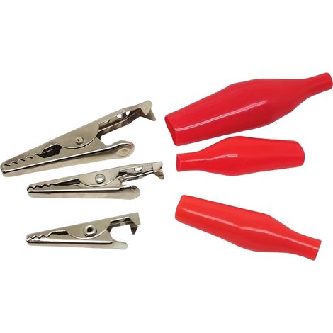 Pinces crocodiles, pinces électriques, pinces pour câbles électriques, pinces de test de puissance, petites, moyennes et grandes, pinces de câblage à mâchoires, lot de 3 rouges