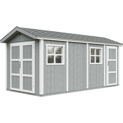 Casetta da giardino di qualità premium 11,47 m² - H252x250x530 cm - Costruzione in pannelli LP Smartside - Con pavimento e Tegole Bituminose - Timbela M915C-CAVERN STEEL (1/5)