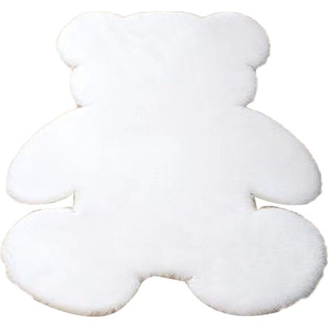 Tapis de chambre mignon en forme d'ours, doux et duveteux, pour enfants et adolescentes, idéal pour le salon, blanc, 45 x 60 cm (1/5)
