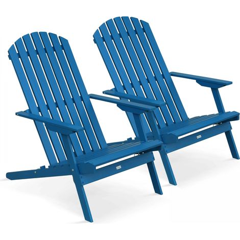 Lot de 2 fauteuils pliant en bois d'eucalyptus bleu pacific