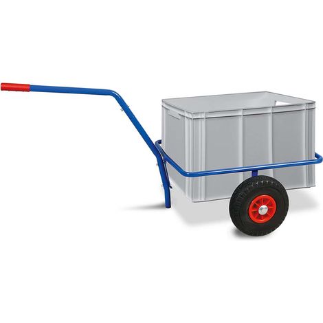 BRB Handwagen mit herausnehmbarem Kunststoffkasten 600x400x420 mm, grau, pannensichere Reifen, Tragkraft 200 kg (1/2)