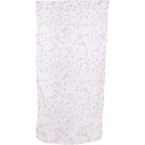 Rideaux semi-transparents à fleurs (100 x 200 cm) en tulle fleuri, voilage, avec pompons, pour la décoration de chambre (violet)-Purple (1/4)