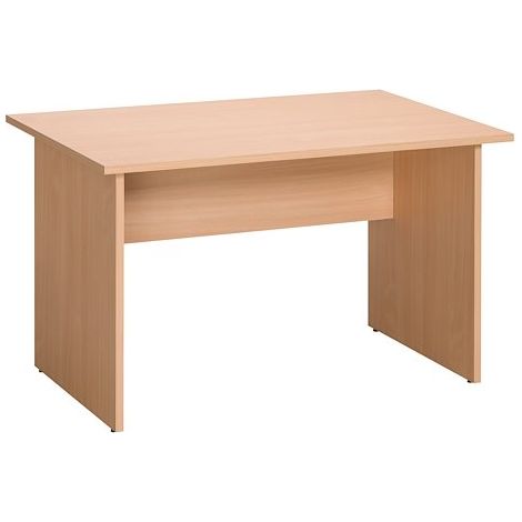 Bureau droit hêtre L 120 cm piétement plein bois - O-line 2 - Maxiburo (1/2)