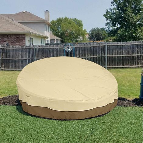 Housse de protection pour canapé‑lit rond jardin 228×83 cm – Oxford imperméable Jeu de couleurs beige et café (1/4)