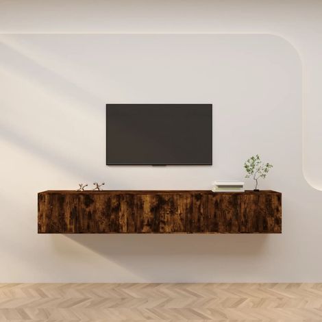3 pcs Meubles TV muraux, Banc TV, Meuble TV suspendu, Lowboard chêne fumé 80x34,5x40 cm YHJ49919 (1/5)