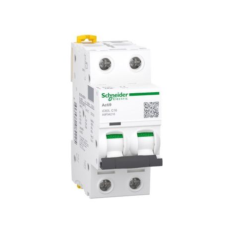 Schneider A9F94216 Acti9 iC60L - Leitungsschutzschalter - 2P - 16A - Kurve C - 400Vac - 15000A/25kA