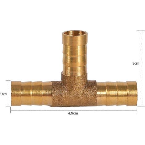 Raccord en T en laiton à 3 voies pour tuyau de carburant, 8 mm, pour air comprimé, huile et gaz. (1/4)