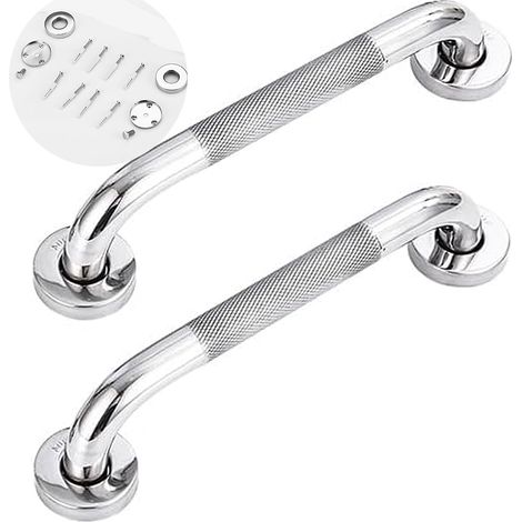 Haltegriffe aus Edelstahl 304 mit rutschfestem Griff, 2er-Set, für Badewanne, Toilette, Badezimmer und Treppengeländer (1/5)