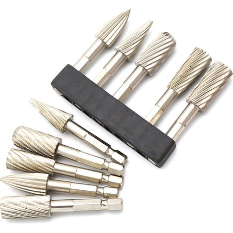 5 Pièces Ensemble de Fichiers à Fraises Rotatives 1/4 pouces Tige Hexagonale Fraises en Acier à Grande Vitesse Outils de Fichiers Rotatifs pour Matériel en Aluminium et en Fer (1/5)