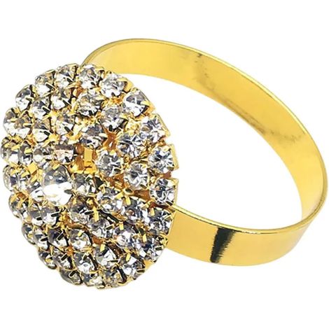 Lot de 6 ronds de serviette de table dorés, ornés de strass et décorés en métal, parfaits pour une décoration de table de luxe à faire soi-même, idéale pour une fête d'anniversaire. (1/5)