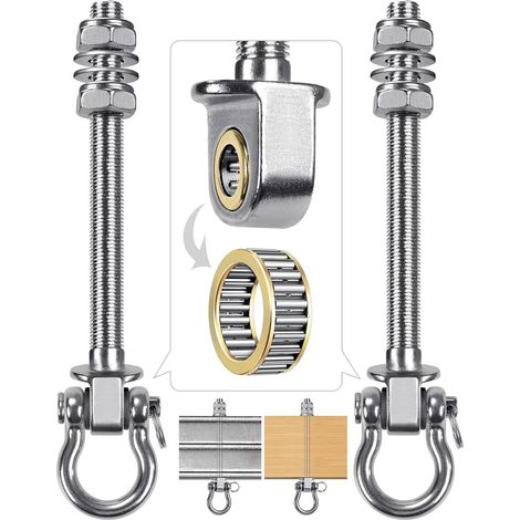 2pcs Mousqueton de Suspension pour Hamac, 17.5cm Kit de Montage Pivotant à 180° Ensemble de Roulements pour Aire de Jeux Intérieure/Extérieure, Chaise de Yoga, Sac de Frappe, 1500lbs